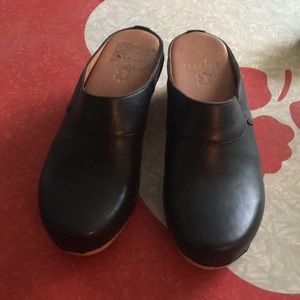 Dansko Black Leather Mules